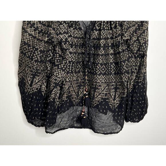 Mes Demoiselles Paris Sheer Tassel Byblos Blouse Cotton Black Size 36 (US 4) - Picture 6 of 12